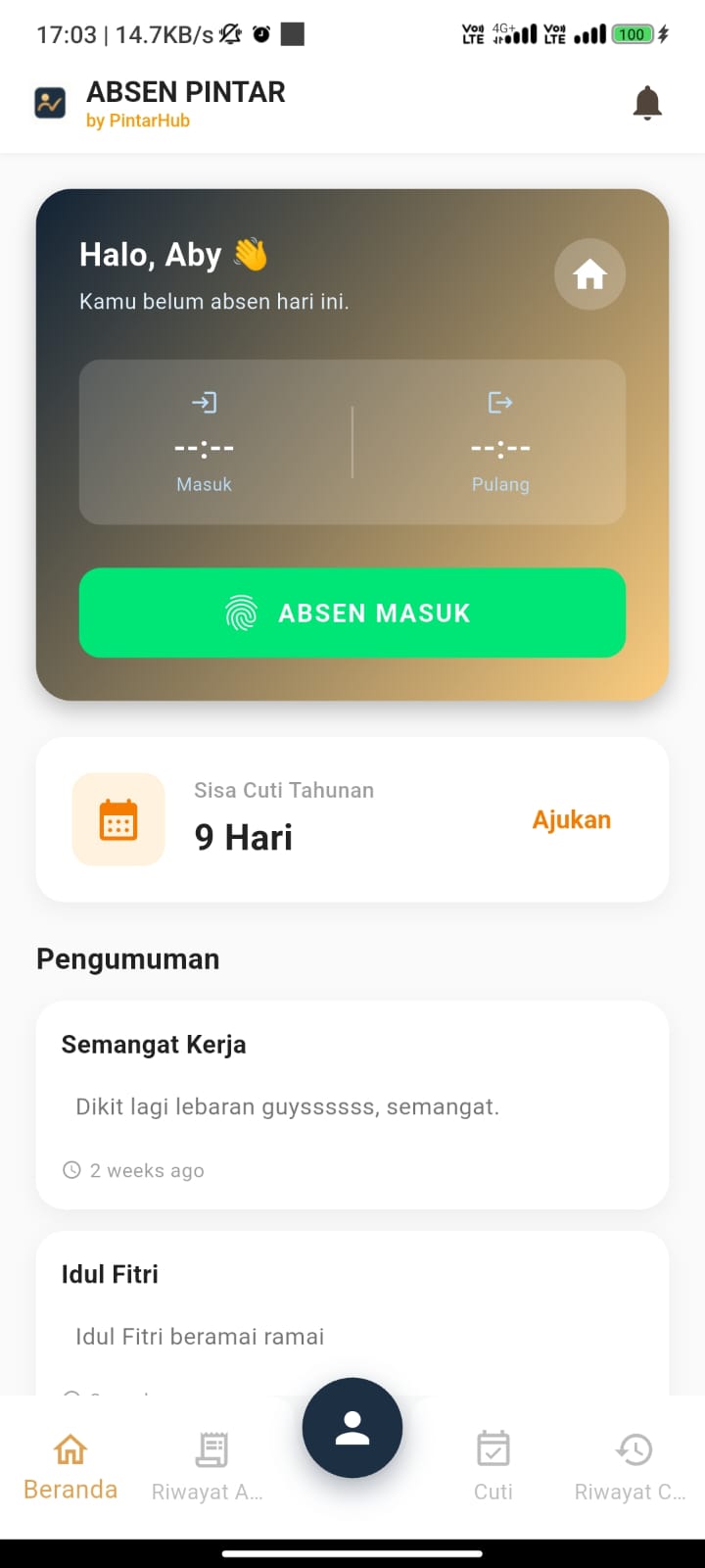 Dashboard Aplikasi